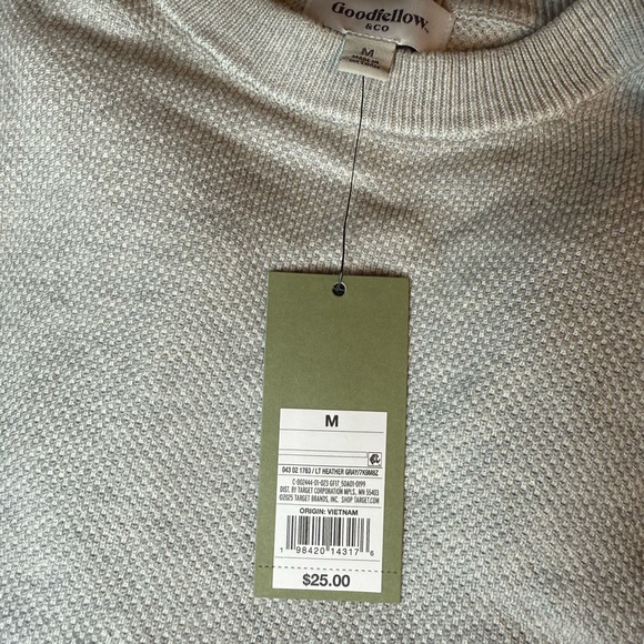 Goodfellow Men’s‎ Gray Long Sleeve Sweater in Medium new - Picture 3 of 4